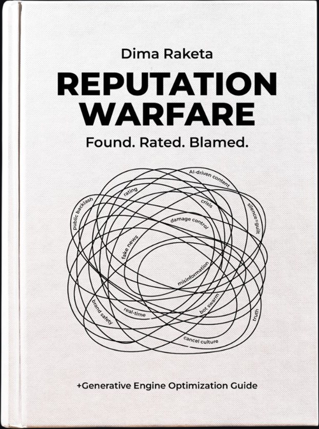 Обложка книги «Reputation Warfare: Found. Rated. Blamed.» Димы Ракеты